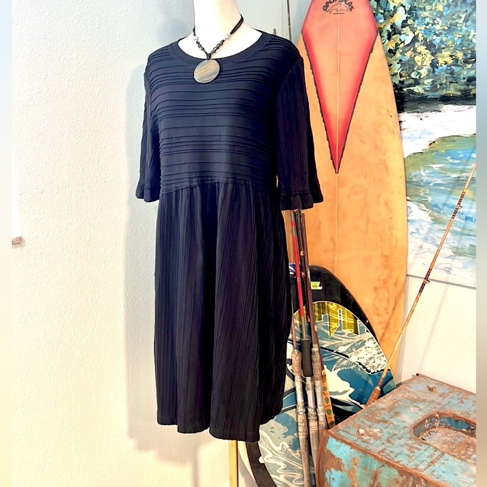 Terra & Sky,Black,Textured,Pull/On,Easy Wear/Care Dress,Excellent Cond.,Size 14W